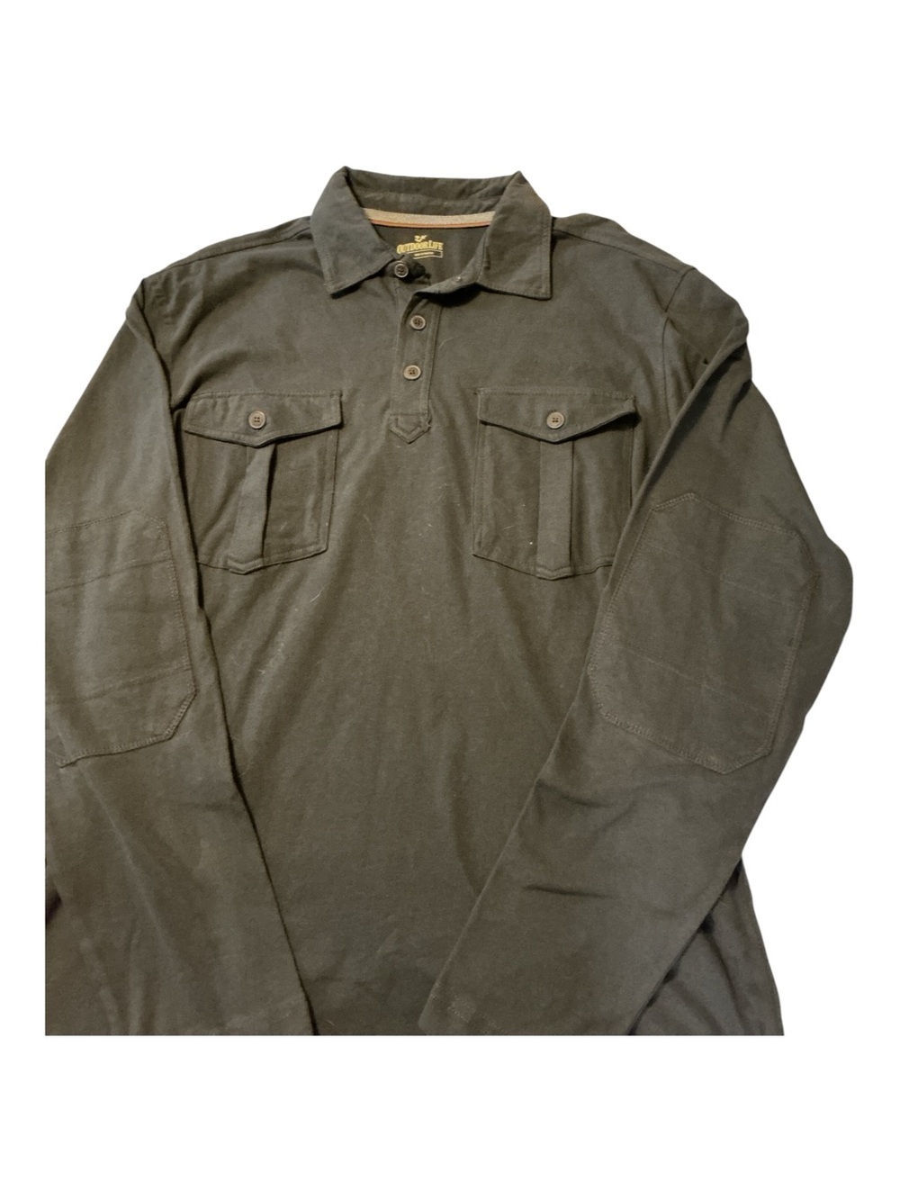 Outdoor Life Olive Green Long-Sleeve Polo Shirt